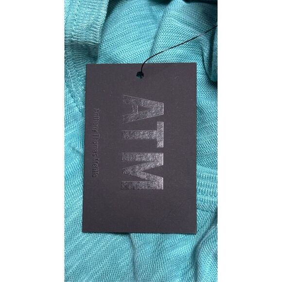 ATM Mens V-Neck Slub T-Shirt Green NWT Size Small - Picture 4 of 8